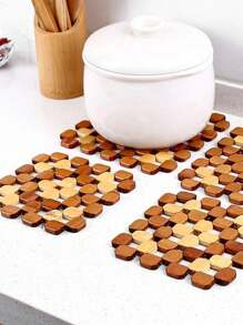 1/2pcs Rectangular Trivet Mat, Natural Wooden Coasters For Hot Dishes, Pots, Pans, Bowls In Kitchen, Insulation Pad & Placemat - Multicolor - View 11
