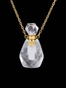 1PC Luxury Perfume Bottle Crystal Necklace For Women Natural Stone Faceted Bottle Pendant Healing Diffuser Pendant Jewelry Gift H672