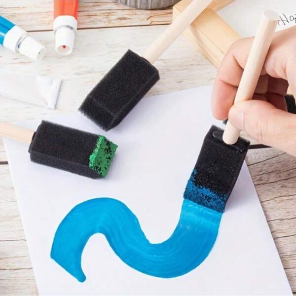 LOMILD 10 فرش طلاء رغوية ناعمة بمقابض خشبية - متعددة الاستخدامات، ماصة لأعمال الفن ومشاريع DIY والأشغال اليدوية؛ للتلوين ، الورنيش ومشاريع الحرف اليدوية