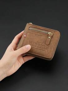 Carteira compacta masculina com zíper,, com bolso com zíper, compartimentos multifuncionais para cartões e porta-identidade, moderna e prática para o uso diário, presente de Natal/Carnaval, acessório moderno para jovens