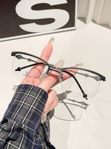 Classic Men's Metallic Plain Glass Eyeglasses