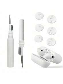 1pc Cleaning Brush And 3 Pairs Replacement Eartips Compatible With 1st And 2nd Generation, Noise Isolating Eartips + 3-In-1 Cleaning Kit - White - View 2