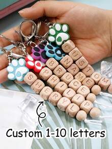 Custom Name Dog Claw Keychain,Personalized Keychain,Customized Wood Block Letter Keychain,Customizable Birthday Gifts,Name Charm,Purse Charms For Handbags,Key Chain For Women/Men,Kids Keychains,Valentine's Day,Anniversary,Bedroom,Decorate,Versatile,Friend,Family,Student,Mother,Boy,Girl,Unique Gifts - Style a - View 7