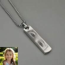 1pc Customized Photo/Text Necklace, Personalized Engraved Eye Pendant Necklace, Mother's Day Gift, Gift For Her, Women's Jewelry, Gold Jewelry, DIY Jewelry, Women's Jewelry, Customized Photo Pendant Stainless Steel, Couples Gift, Perfect Anniversary Gift - Multicolor - View 3