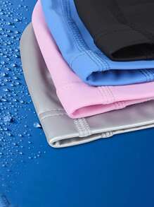 1pc Unisex Waterproof Swim Cap With Ear Protection Design, Elastic PU Material Suitable For Long Curly Hair