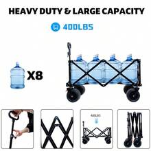 Foldable Wagon With Extended Tailgate Extra Long Extender Wagon Cart Beach Wagon Cart Heavy Duty 400LBS With Large AllTerrain Beach Wheels - as Pic - View 5