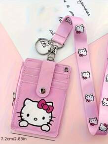 Sanrio 1 PC Hello Kitty Pink Lanyard With Card Holder – Cute Cartoon Design For ID, Access, Student & Work Badges – Neck Strap For Easy Carrying