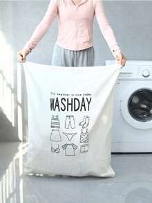 1pc Washing Machine Pattern Drawstring Storage Bag, Travel Laundry Bag, Machine Washable Drawstring Garment Bag, Large Capacity Laundry Bag, Can Be Easily Installed In Laundry Basket Or Storage Bag, Extra Large Travel Laundry Bag, Durable, Heavy Duty Travel Laundry Bag, Laundry Basket, School Storage Bag, Teacher Storage Bag, Travel Essentials, Travel Accessories, Vacation Travel Bag, Back To School Travel Bag, School Supplies Storage Bag, Dorm Essentials, College Supplies - White - View 1