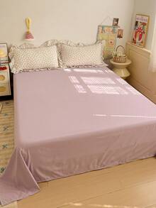 4 件套花卉床上用品套装，柔软舒适的卧室床单，花卉设计，紫色可爱花朵图案，透气柔软的四季床上用品套装，包括 1 个羽绒被套、1 个床单、2 个枕套，无需填充，适用于卧室、宿舍、家庭使用，多种尺寸可选 - 紫色 - 查看 9