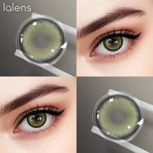 Lentes de contacto de color verde Lalens, hermoso maquillaje con diámetro de 14.20mm para uso semestral, lentes de contacto de color natural azul, gris y marrón para ojos marrones claros, con efecto de ojos grandes y círculos negros, lentes cosméticos suaves