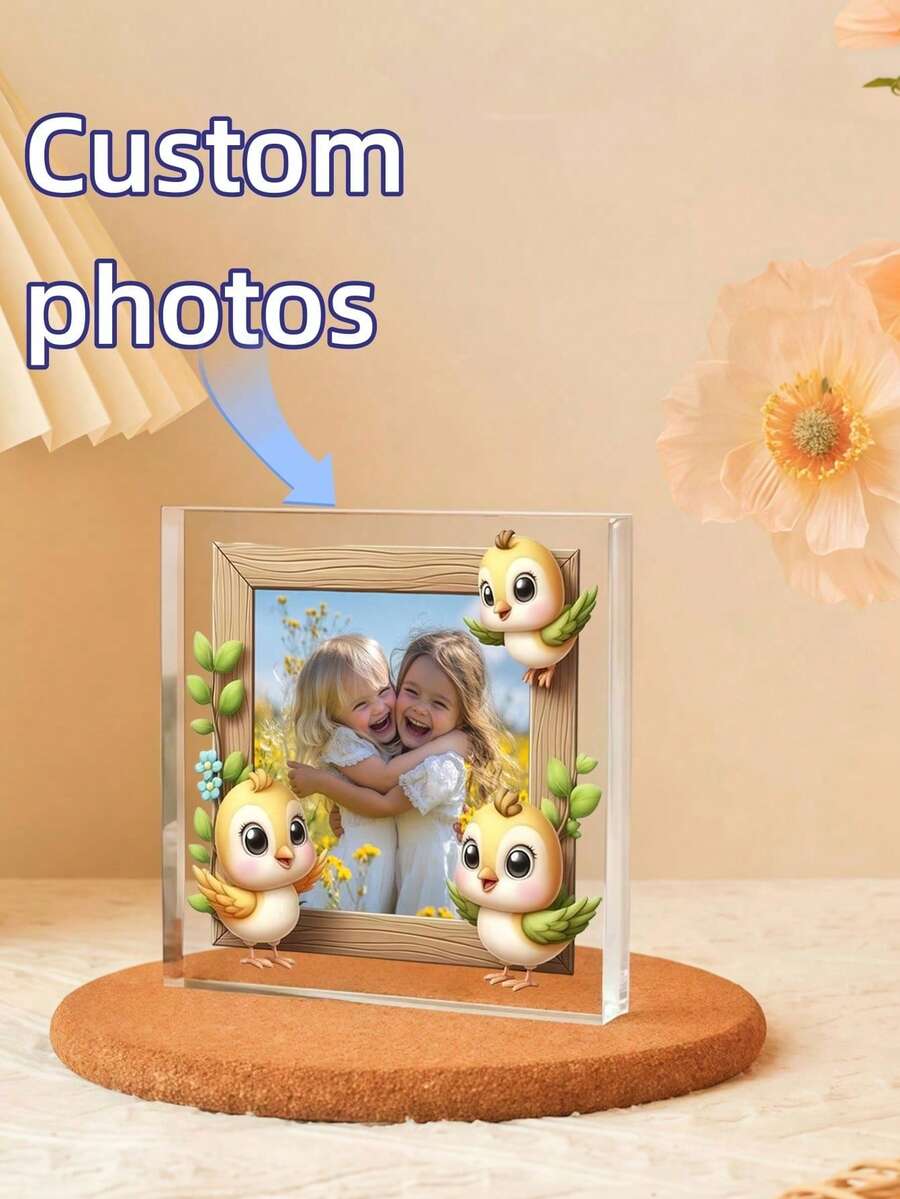 1 件定制照片亚克力相框，男女通用，非常适合毕业典礼、情人节、周年纪念、生日、婚礼、艺术照片装饰 - 透明色 - 查看 1