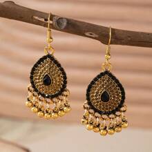 1 Par de Pendientes Colgantes con Estilo Vintage de Lágrima de con Cascabel, para Uso Diario de Mujer