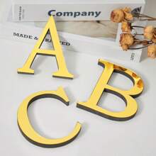 1 Piece 3D Acrylic Mirror Letter Art Wall Sticker - Light And Shadow Intertwined Space Aesthetic Symbol, Gold/Silver/Black/Rose Gold Oversized Letters Self-Adhesive Home Decorative Letter Logo Art Sticker, Artistic 3D Thickened Acrylic Mirror Letters Wall Sticker (3.93/5.9/7.87/11.81 Inches)