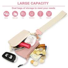 Mini Zipper Wrist Coin Purse Keychain Wallet Detachable Dual Layer Portable Coin Holder Ideal For Women'S Outdoor Travel And Sports Stylish Wrist Strap Coin Purse For Everyday Use - 粉色 - 查看 4