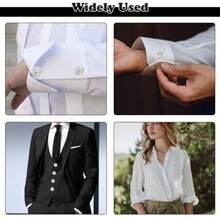 2Pcs Rhinestone Button Covers Decorations Silver Flower Sleeve Button Covers For Women Crystal Clip On Button Covers Decor Rhinestone Button Covers For Women Blouses Men Shirts DIY Accessories - 2Pcs - View 7