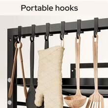 3 Tier Extendable Microwave Rack UK - Heavy Duty Kitchen Stand, Storage Shelf - Black - View 10