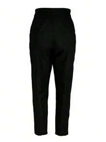 Pantalones casuales de mujer de cintura alta, de unicolor, con botones y cremallera