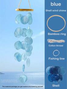 手工制作的户外风铃 28 英寸海玻璃贝壳风铃，适用于户外家居海滩装饰，Capiz 风铃，适用于户外、庭院、家居或花园装饰，送给妈妈的风铃，圣诞节/礼物 - 彩色 - 查看 1