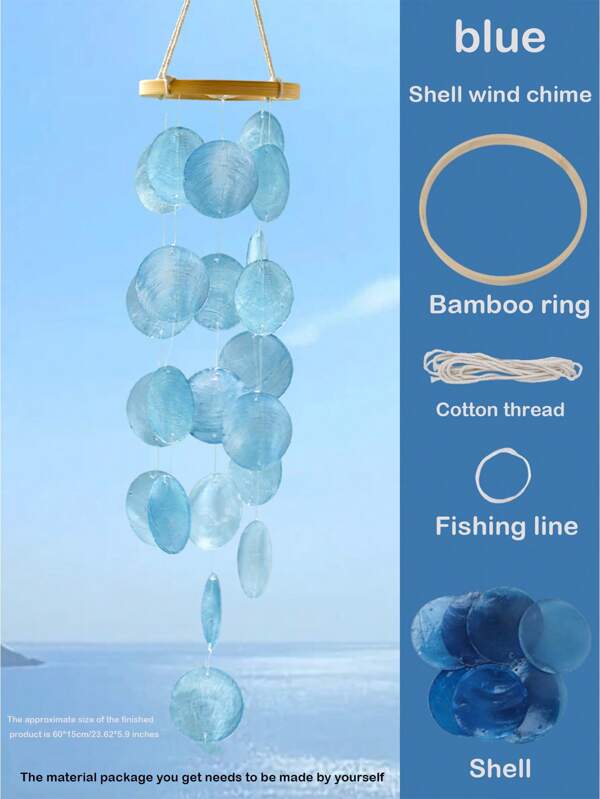 Handgefertigte Windspiele für den Außenbereich 71 cm Meerglas Muschelwindspiel für Outdoor, Haus, Stranddekor, Capiz Windspiele für Außenbereich, Terrasse, Haus oder Gartendekor, Windspiel als Geschenk für Mutter, Weihnachten