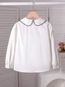 女童彼得潘领学院风长袖薄衬衫，秋季