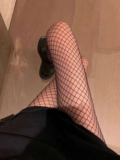 1 双复古黑色时尚渔网袜，E-Girl