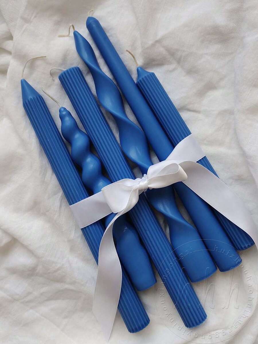 硅胶蜡烛模具,手工制作的扭曲长棒模型,浪漫香薰蜡烛制作,家庭手工艺品,艺术用品,爱情主题,圆形 - 白色 - 查看 1