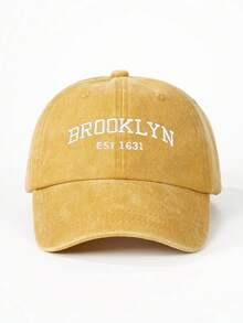 1顶Y2K儿童刺绣BROOKLYN 1631水洗棒球帽，可调节户外遮阳帽，男女童通用，适合春秋季旅行、海滩、休闲场合