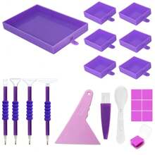 Diamond Painting Accessories Organizing Set - 30 Slots (Blue/Purple), Portable Organizer Bag & Tool Set - Perfect Gift For Handicraft Enthusiasts