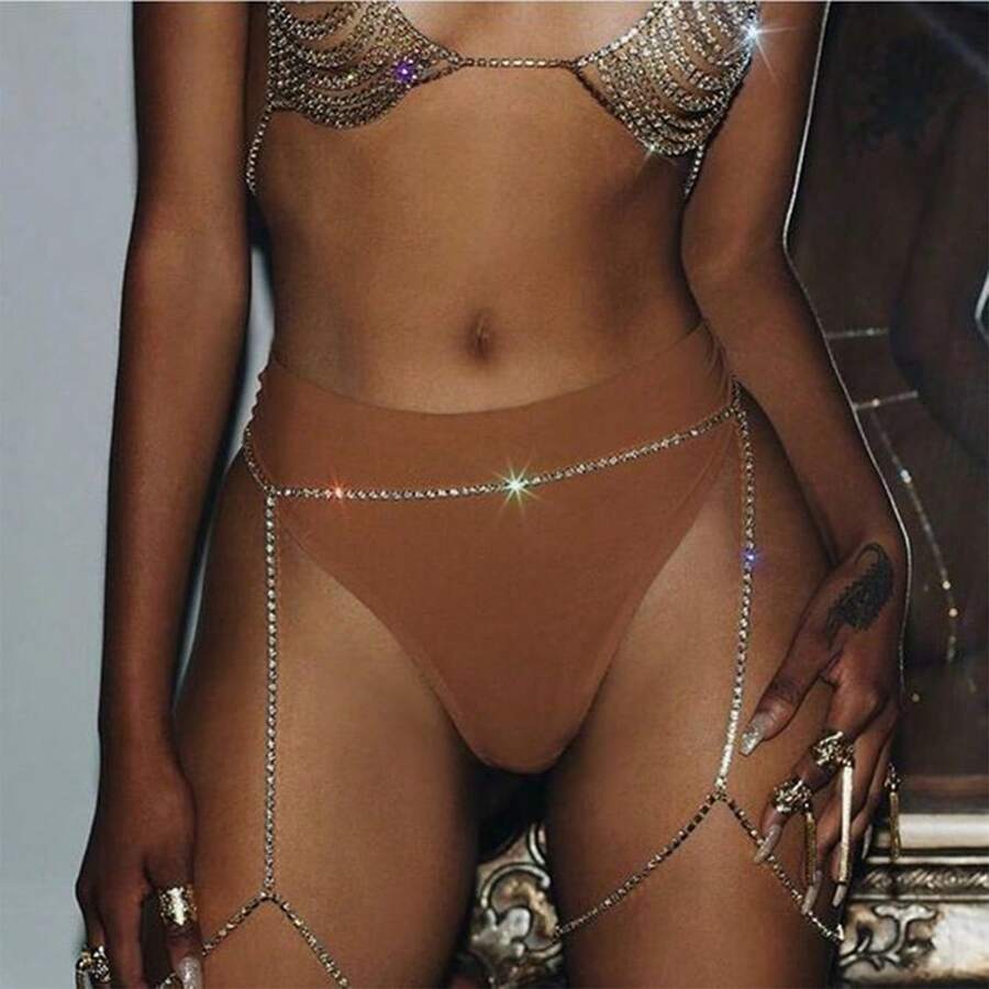 Party Crystal Thigh Garters Leg Chain Sexy Bling Rhinestone Legged Waist Chain Belly For Women Bikini Body Jewelry Gift
