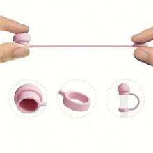 6pcs Silicone Straw Lids, Fit For 30/40oz Glass Cups & Thermoses, Dust-Proof & Easy Clean