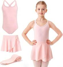 Ballet Leotards With Dance Skirt And Ballet Tights For Girls Toddler Dance Dress Outfit Combo - 02-芭蕾粉色 - 查看 1