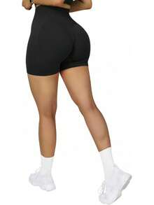 Shorts de cintura alta sin costuras para entrenamiento - Gris de 3 pulgadas - Ver 9