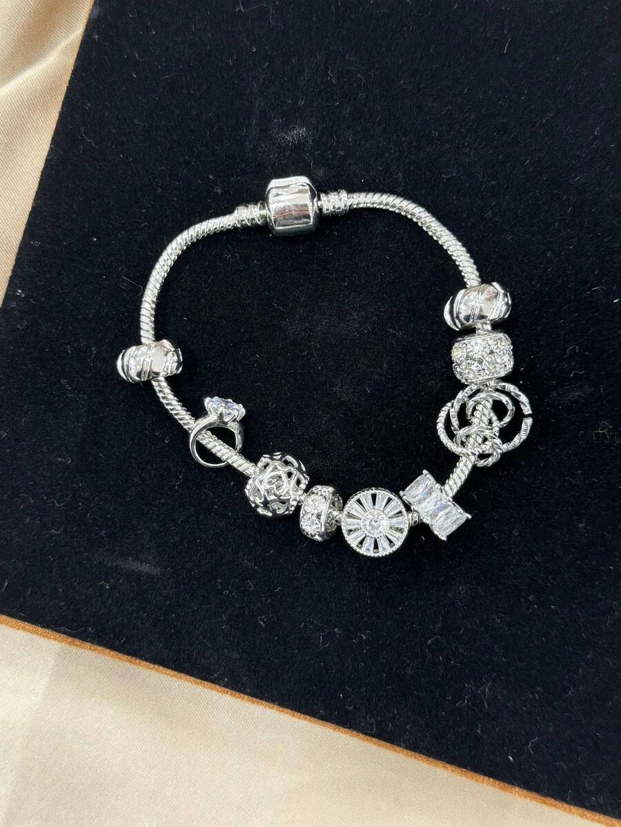 Silver And Vivara Bracelet With Various Charms Silver Plated With Varnish Boho Style - CPL240702016-1 - 查看 1