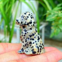 1 peça de cachorro de pedra natural manchada, filhote de labrador de de quartzo, decoração de cachorro manchado esculpido à mão, acessórios para casa, chakra de , cura de , limpeza espiritual, presente para homens, mulheres e crianças, dia dos namorados, 4 cm, tamanho de envio aleatório