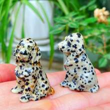 1 peça de cachorro de pedra natural manchada, filhote de labrador de de quartzo, decoração de cachorro manchado esculpido à mão, acessórios para casa, chakra de , cura de , limpeza espiritual, presente para homens, mulheres e crianças, dia dos namorados, 4 cm, tamanho de envio aleatório