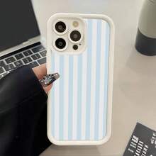 1pc  Striped Checkered  Phone Case With Precise Cutouts To Protect Camera, Shock-Absorbing Design Compatible With IphoneX XS/ 11 Pro Max/12 Pro Max/13 Pro Max/14 Pro Max/15 Pro Max/16 Plus/16 Pro Max - 米色 - 查看 1