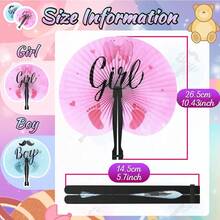 12 Pa Gender Reveal Paper Hand Fans Decorative Folding Handheld Fans Pink And Blue For Baby Shower Party Favors Pink Blue - Multicolor - View 3