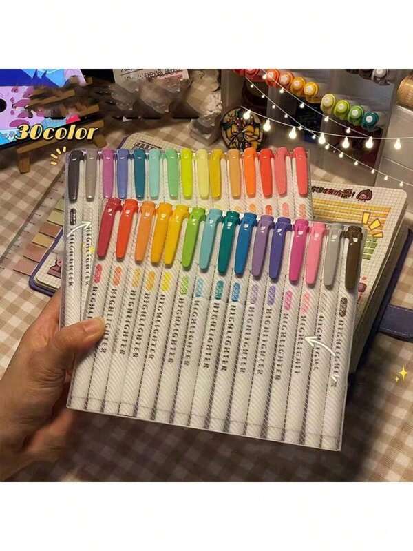 15 Stücke Doppelseitige Textmarker Set, fluoreszierender Zeichenstift, Textmarker, Kunst, niedliche pastellfarbene Schreibwaren, Schulanfang