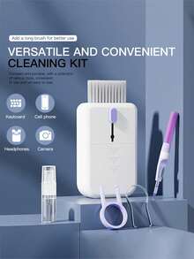 11-In-1 Cleaning Kit, Includes Screen Cleaning Spray, Microfiber Cloth, Hidden Brush, Key Extractor, Detachable USB Drive, Pen Tip Cleaner, Phone Holder, Density Brush, Laptop Screen & Keyboard Cleaning Set, Electronics Screen Cleaning Tool, Camera Lens/Phone Multi-Function Cleaning Brush - Multicolor - View 2
