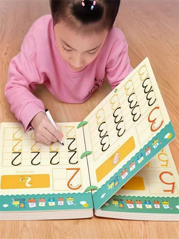 A 33-Page Set With 2 Erasable Pens, A Fun Numbered Pen Control Practice Book, Stroke Shape Practice Book Word Book, And Alphabet Practice Book To Improve Writing Skills, Including Erasable Pens And Pen Erasers, A Must-Have Tool For Educators