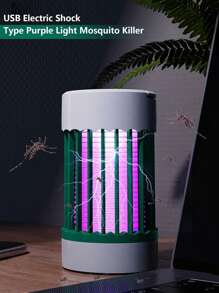 1pc Mute Electronic Insect Trap - USB-Powered Portable Bug Zapper With LED Ambiance Light, Durable Plastic Indoor/Outdoor Mosquito Killer For Camping & Home, No Chemicals, Design, Mosquito Zapper, Outdoor Pest Control, Modern Cylindrical Shape, USB Powered Device, Compact Design, Lightweight Construction, Home Users