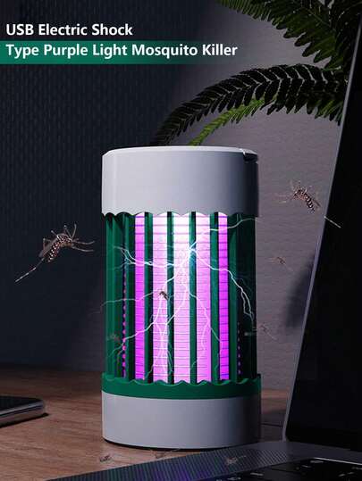 1pc Mute Electronic Insect Trap - USB-Powered Portable Bug Zapper With LED Ambiance Light, Durable Plastic Indoor/Outdoor Mosquito Killer For Camping & Home, No Chemicals, Design, Mosquito Zapper, Outdoor Pest Control, Modern Cylindrical Shape, USB Powered Device, Compact Design, Lightweight Construction, Home Users