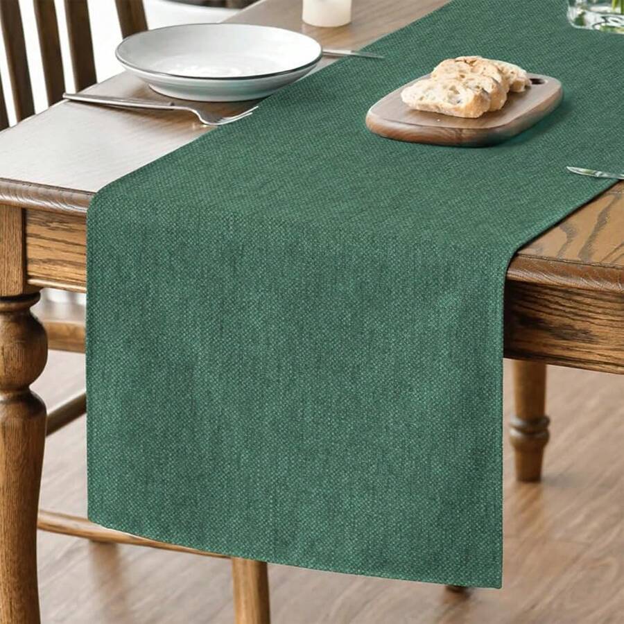 Artoid Mode Beige Fall Table Runner, Seasonal Autumn Winter Washable Kitchen Dining Table Decoration Home Party Decor 40x140 - Green - View 1