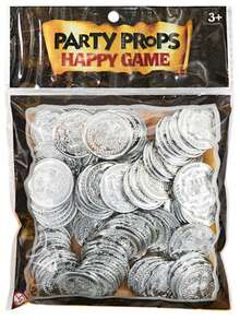 100pcs Plastic Pirate Golden Coins - Detailed Treasure Chest Design, Ideal For Holiday Parties, Pirate Adventure Themed Events & Stage Theater Props, Festive Party Accessory | Decorative Coin Set | Detailed Coin Design, Pirate Accessories