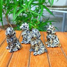 1 peça de cachorro de pedra natural manchada, filhote de labrador de de quartzo, decoração de cachorro manchado esculpido à mão, acessórios para casa, chakra de , cura de , limpeza espiritual, presente para homens, mulheres e crianças, dia dos namorados, 4 cm, tamanho de envio aleatório