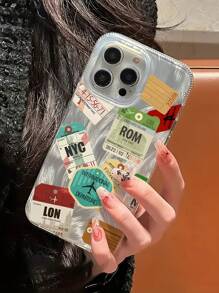 Funda de teléfono de TPU a prueba de golpes con cobertura completa y diseño de tarjeta de embarque con plumas compatible con Apple 16, 15, 14, 13, 12, 11 Pro Max