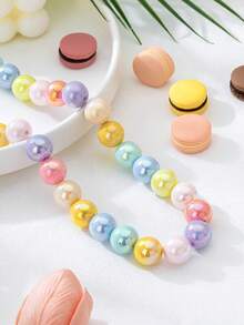 1 pieza Collar de cuentas de colores vibrantes chapado en colores, collar de cuentas de dopamina de alta gama, adecuado para Navidad, Año Nuevo, fiestas de playa de verano, uso diario y talla grande ocasiones