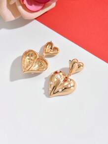 2 Stücke minimalistisches, süßes Blasen & Herz Anhänger Perlenohrringe, elegant, geeignet für Alltag, Strand, Date, Jahrestags-Geschenk für Frauen