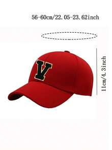 1 Pieza Gorra negra sólida con patrón de 26 letras para niños, sombrero de sol deportivo de moda, adecuado para niñas volver al colegio y uso diario - Rojo - Ver 11