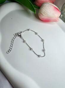 1 pieza Pulsera sencilla, elegante y dulce de perlas sintéticas para mujer, para fiestas, citas y regalos